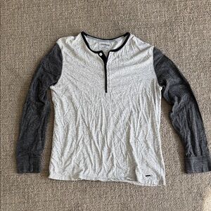 Express Black and Gray Henley Top